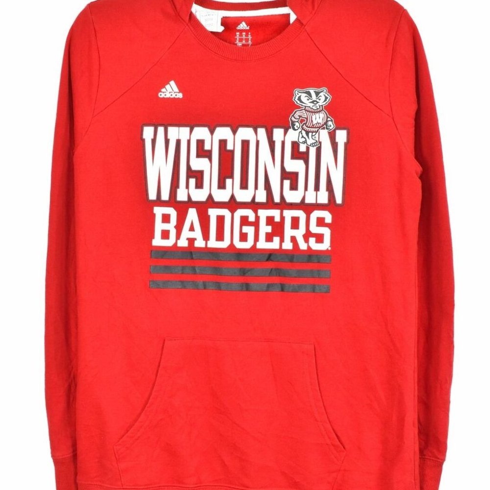 Women's modern University of Wisconsin hoodie, red graphic sweatshirt - AU M - Picture 1 of 4